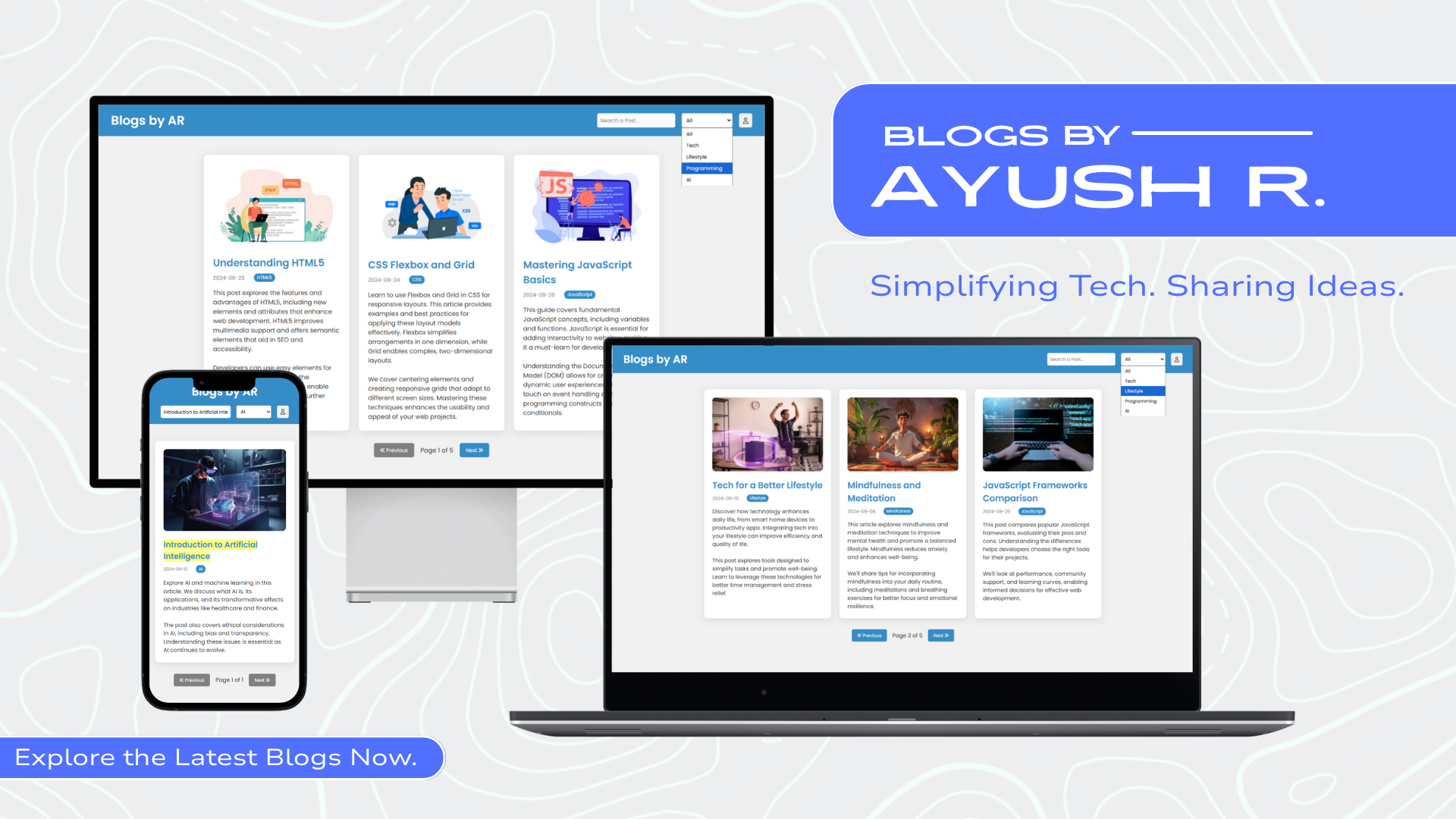 Blogs page layout mockup design