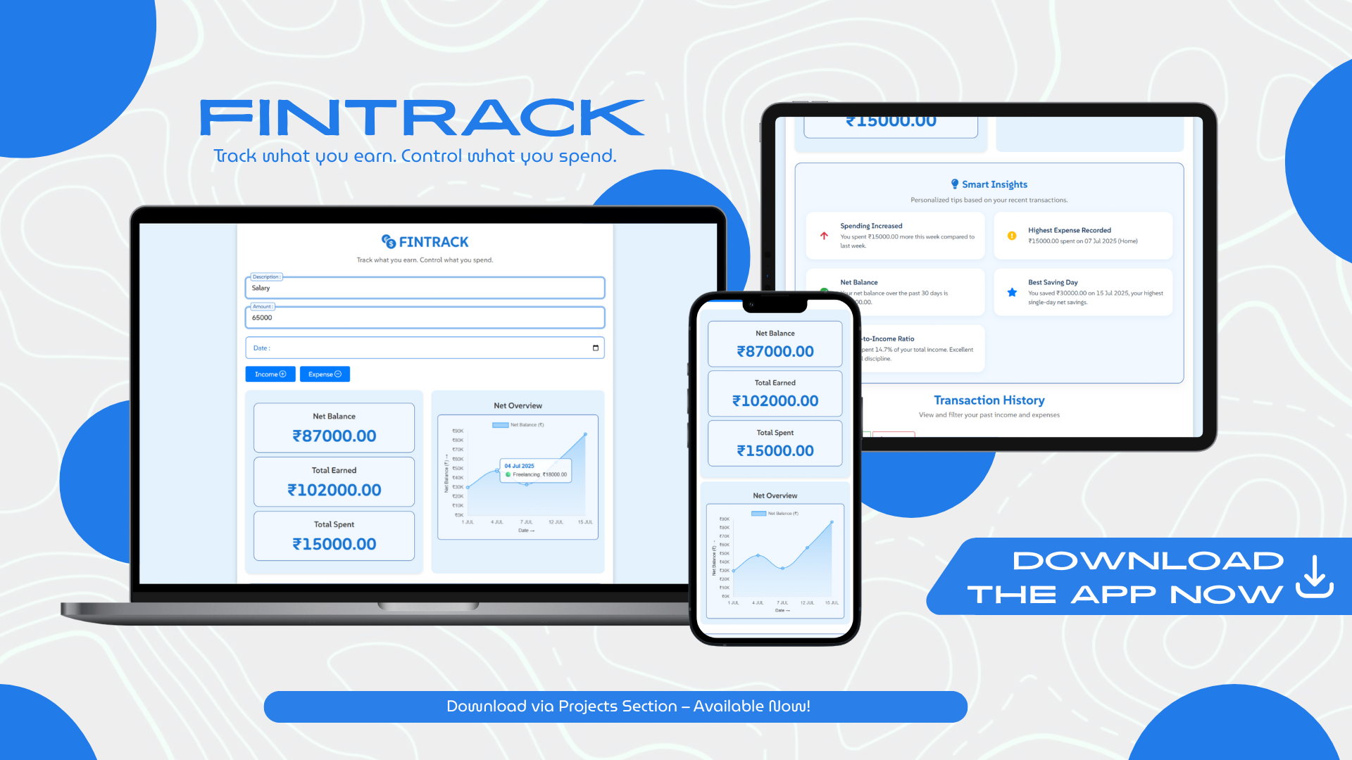 FinTrack desktop mockup