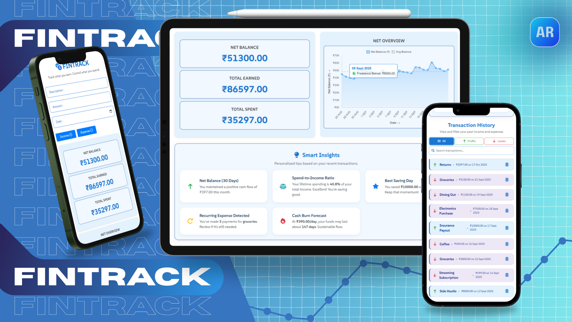 FinTrack upgraded UI redesign mockup