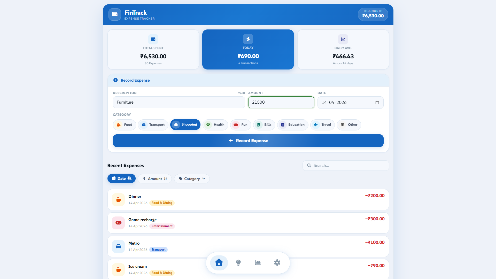FinTrack project preview